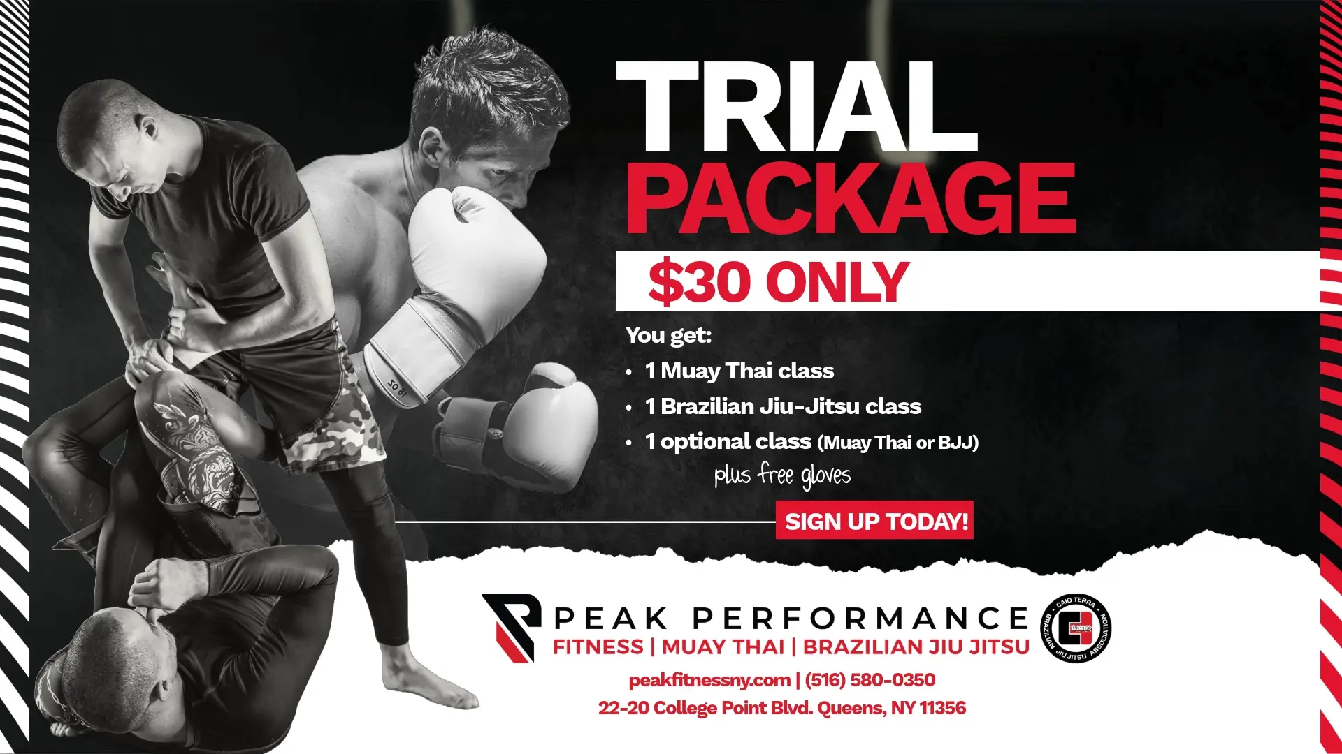 Queens Jiu Jitsu BJJ Muay Thai Martial Arts Trial Package